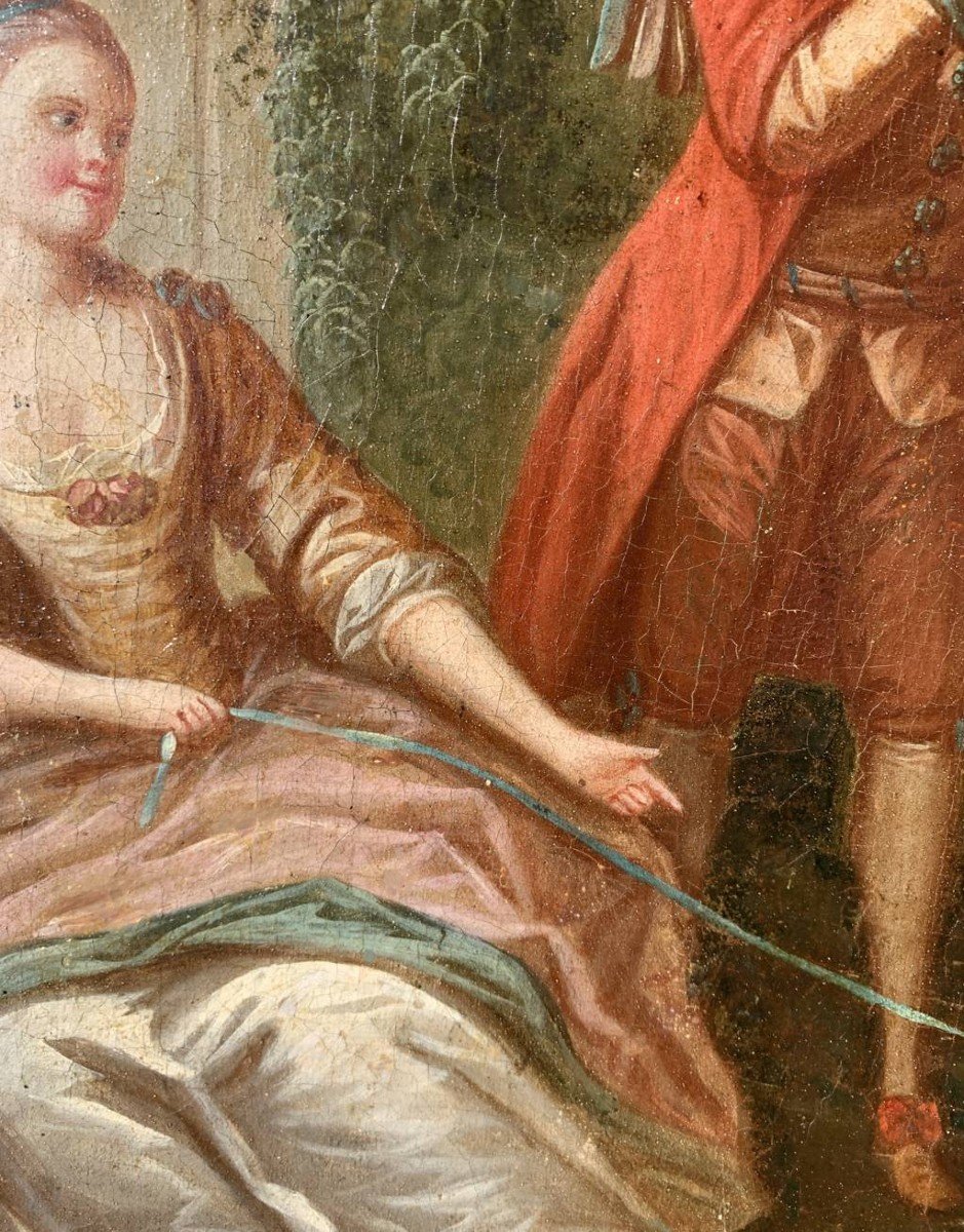 Pittore francese (XVIII sec.) - Suonatore di flauto e cane.-photo-2