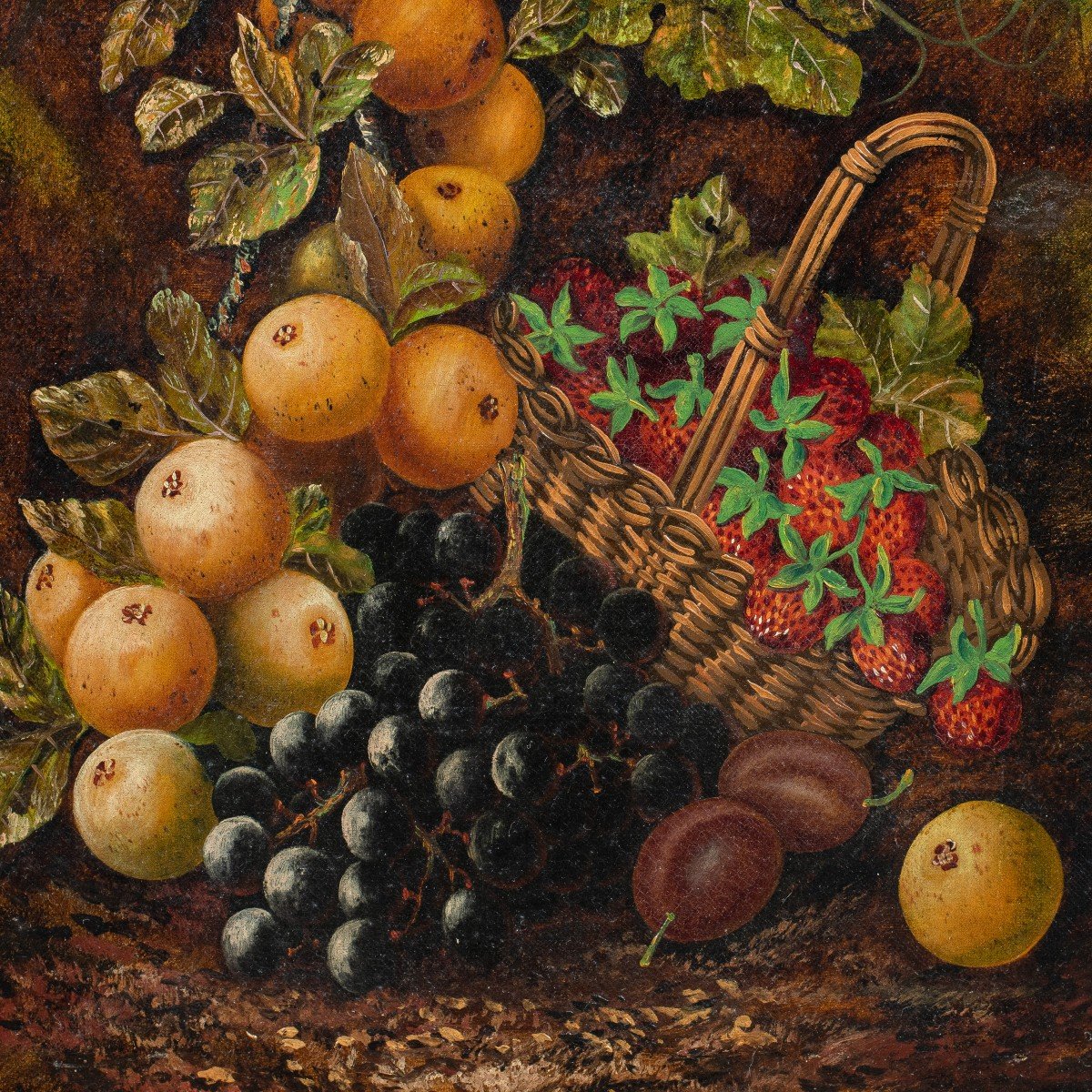 J. Clays (British, XIX-XX sec.) - Natura morta con cesto di frutta.-photo-2