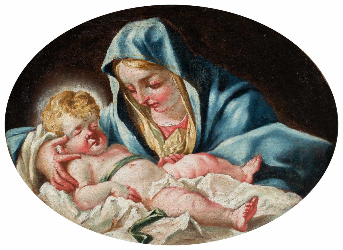 Pittore veneto (XVIII sec.) - Madonna con Bambino.-photo-2