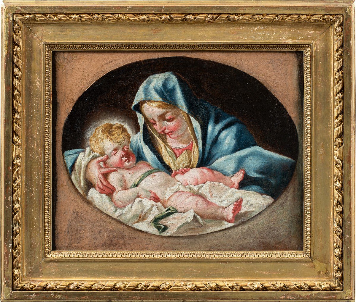 Pittore veneto (XVIII sec.) - Madonna con Bambino.