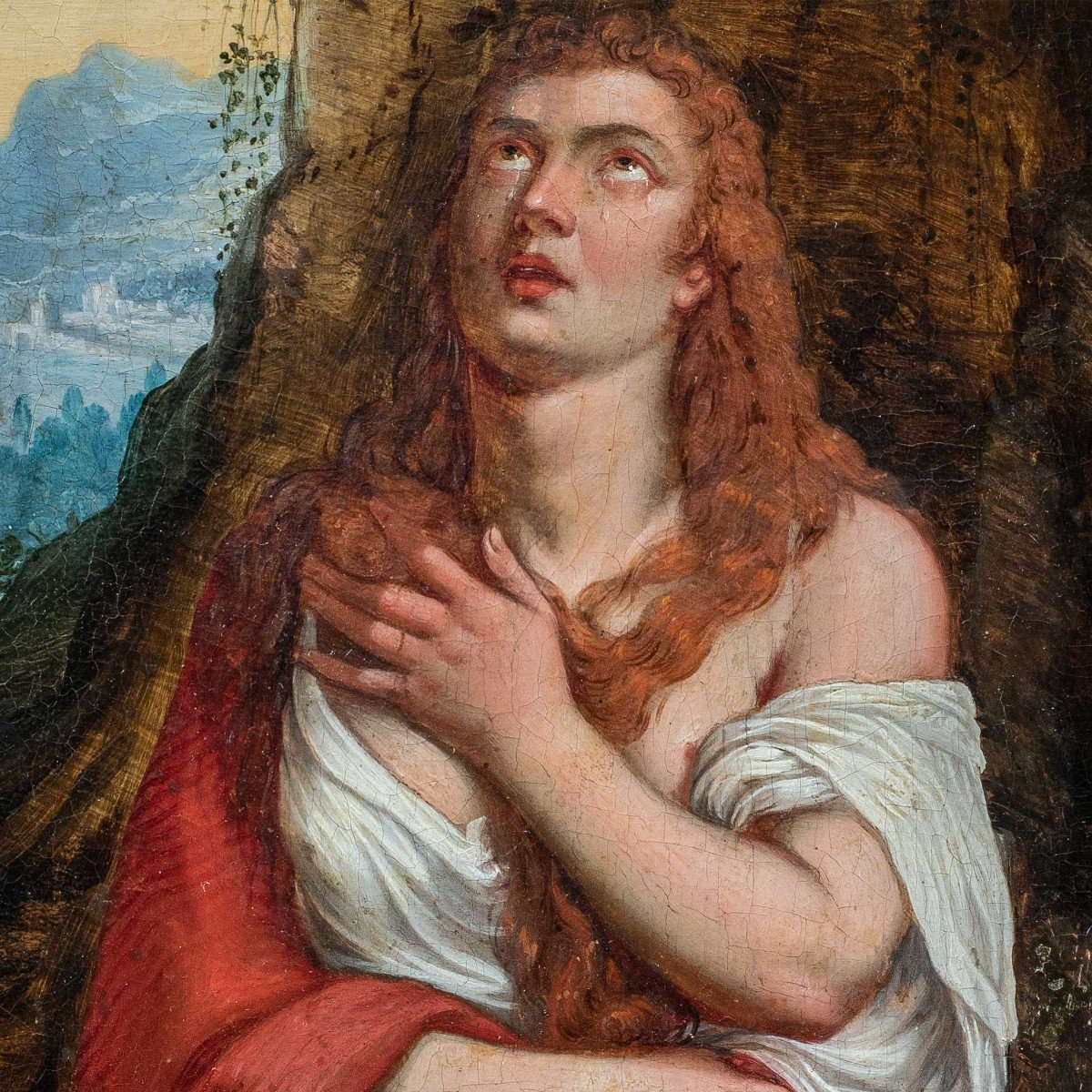 Seguace di Tiziano Vecellio (XVIII sec.) - Maddalena penitente.-photo-2