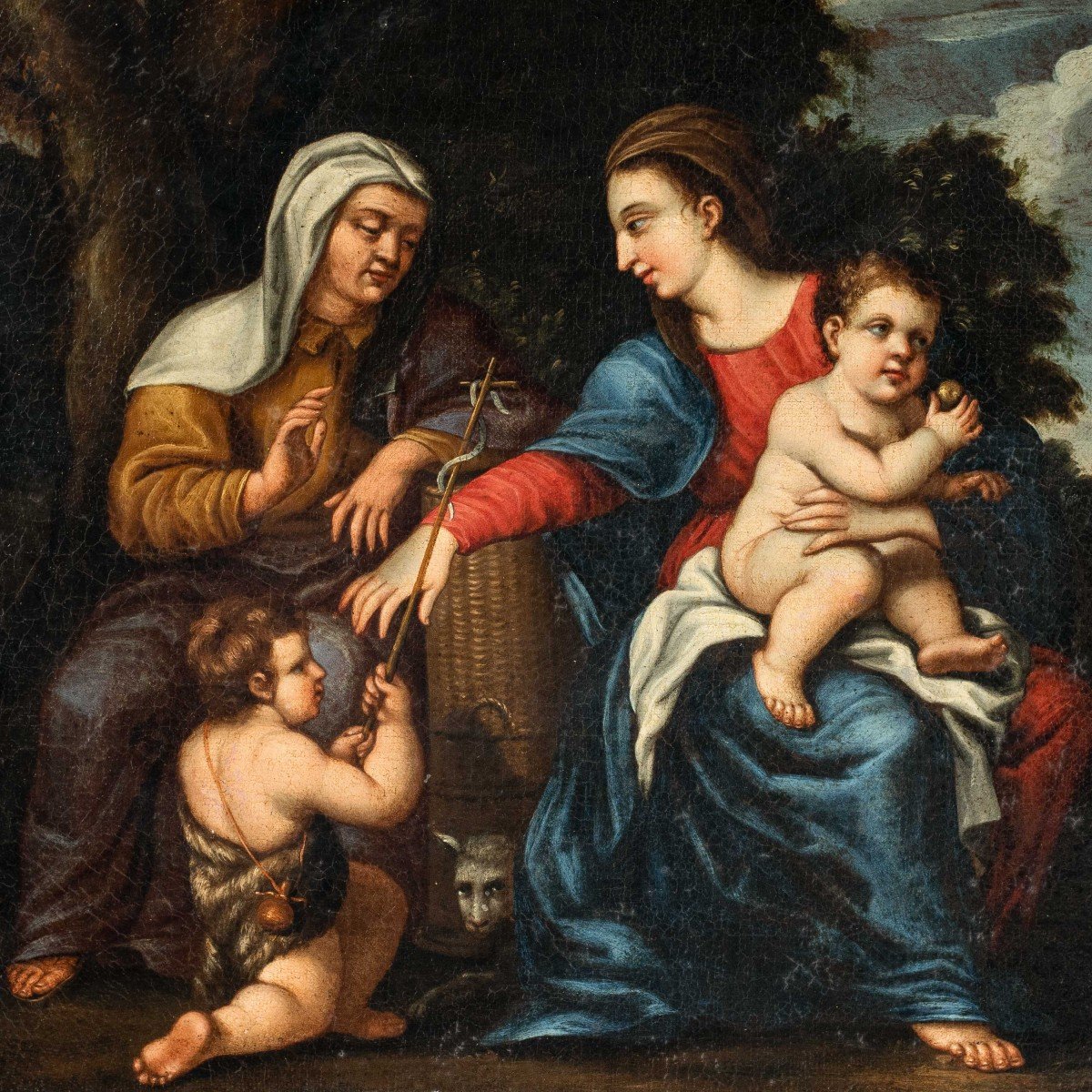 Pittore emiliano (XVIII sec.) - Madonna con Bambino, S. Anna e S. Giovannino.-photo-2