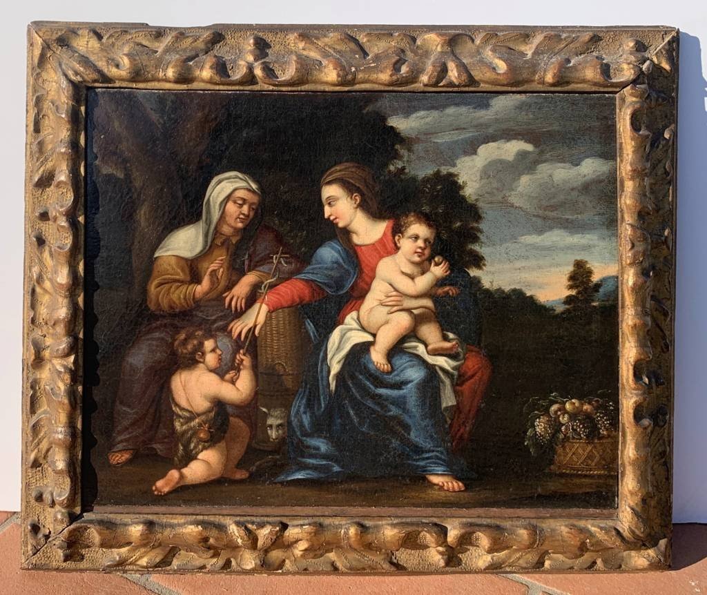 Pittore emiliano (XVIII sec.) - Madonna con Bambino, S. Anna e S. Giovannino.-photo-4