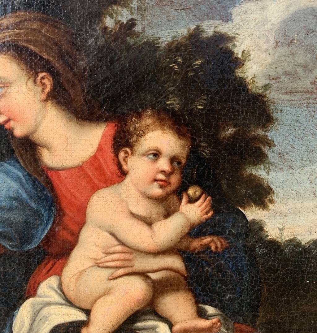 Pittore emiliano (XVIII sec.) - Madonna con Bambino, S. Anna e S. Giovannino.-photo-2