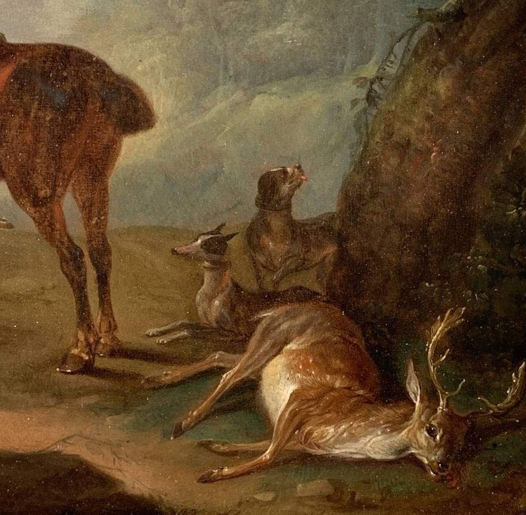 Jean-Baptiste Oudry (Parigi 1686 - Beauvais 1755) cerchia di - Scena di caccia con levrieri.-photo-2