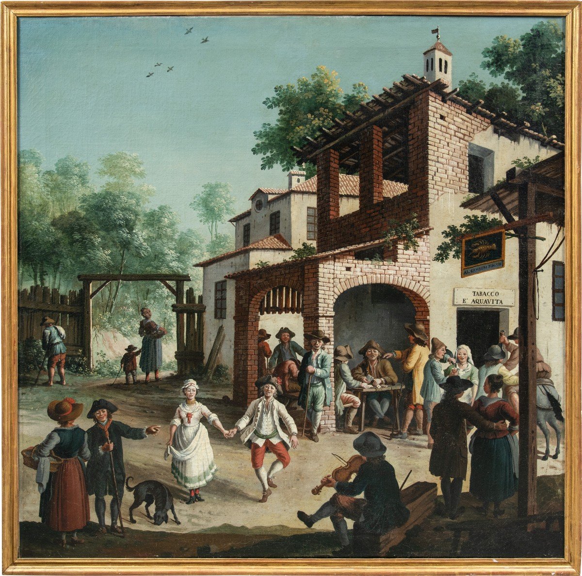 Pittore piemontese (XVIII sec.) - Taverna “Al Gambero Bon Vino”.