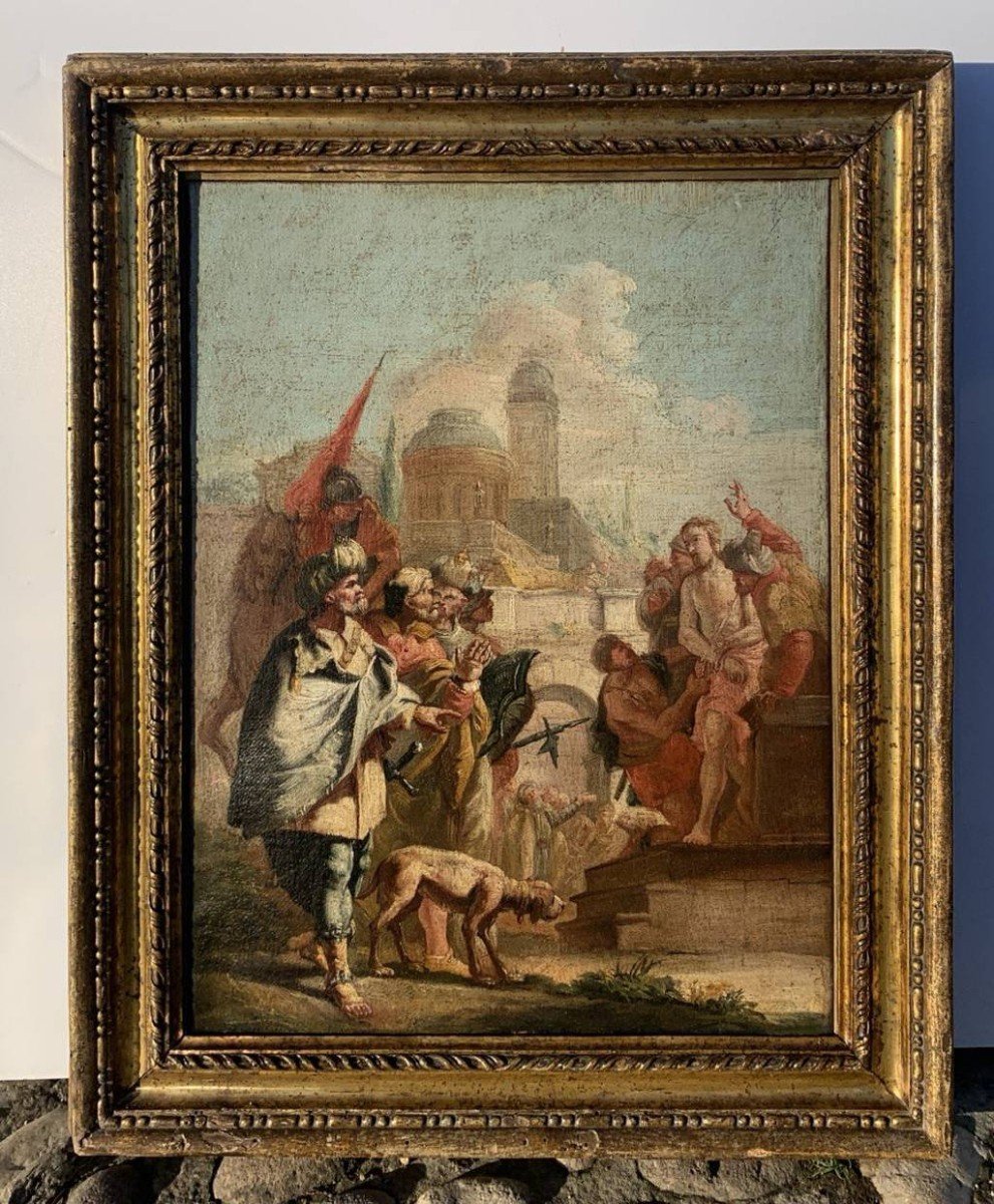 Pittore veneziano (XVIII sec.) - Cristo condotto a giudizio (bozzetto preparatorio).-photo-1