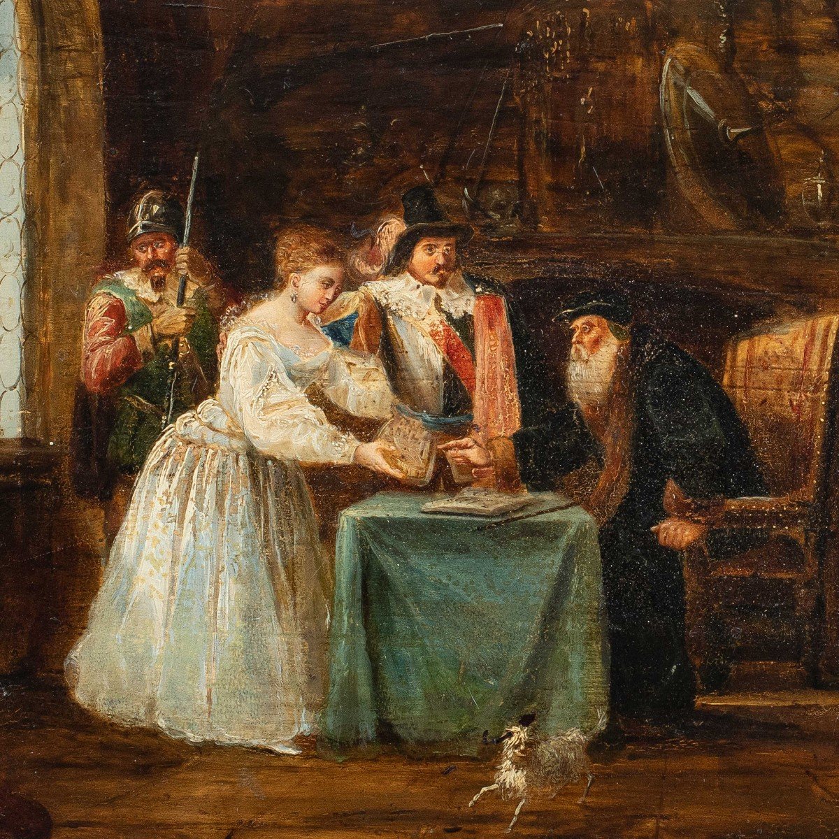 Pittore italiano (datato 1853) - Scena di interno storica.-photo-2