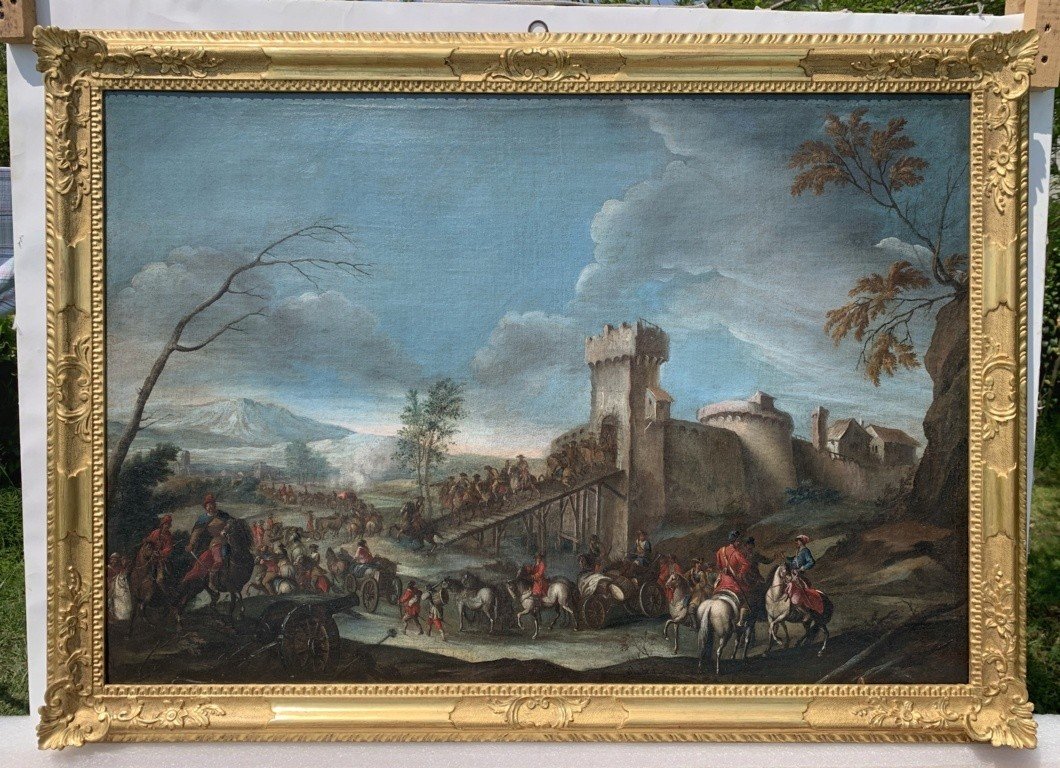 Christian Reder (Lipsia 1656 - Roma 1729) - La partenza dei soldati dal forte.-photo-1