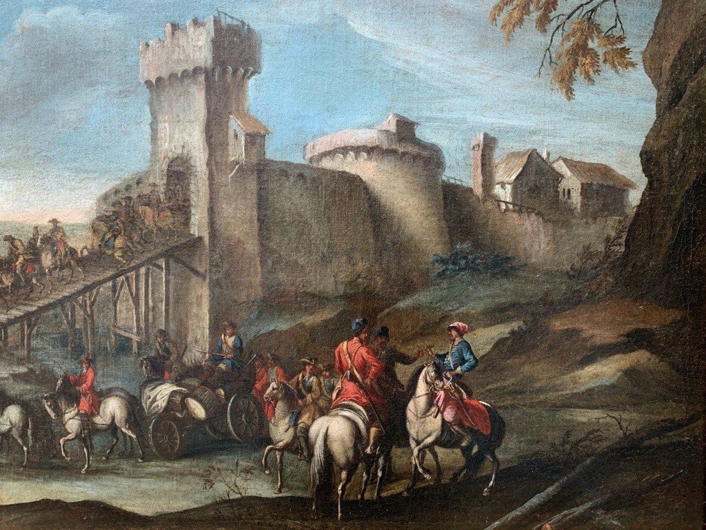 Christian Reder (Lipsia 1656 - Roma 1729) - La partenza dei soldati dal forte.-photo-2