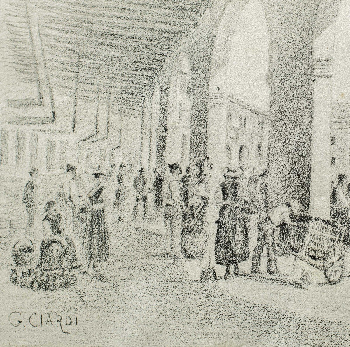 Guglielmo Ciardi (Venezia 1842 - Venezia 1917) - Mercato di Badoere.-photo-2