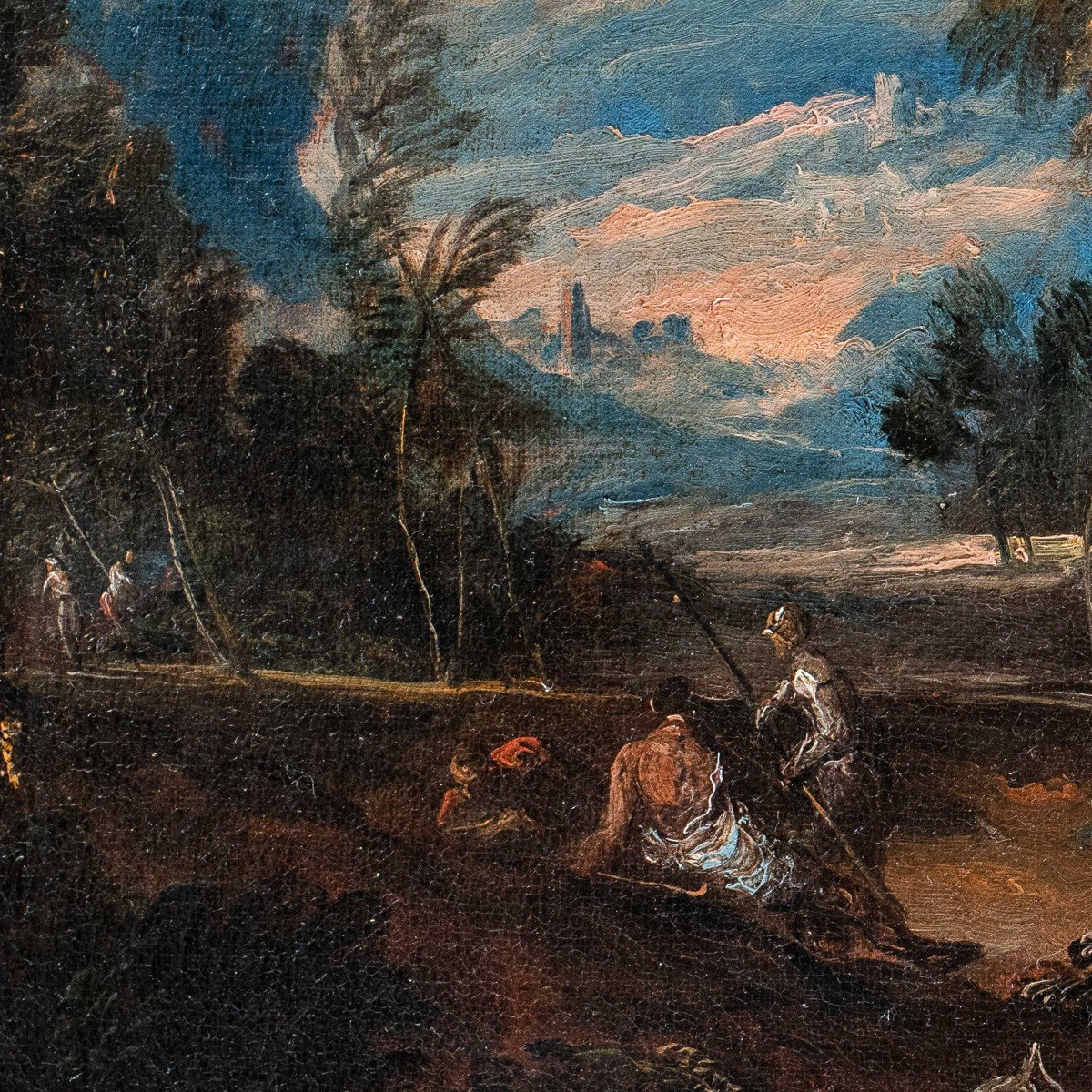 Antonio Maria Marini (Venezia 1668 - Venezia 1725) - Paesaggio roccioso con soldati e cascata.-photo-2