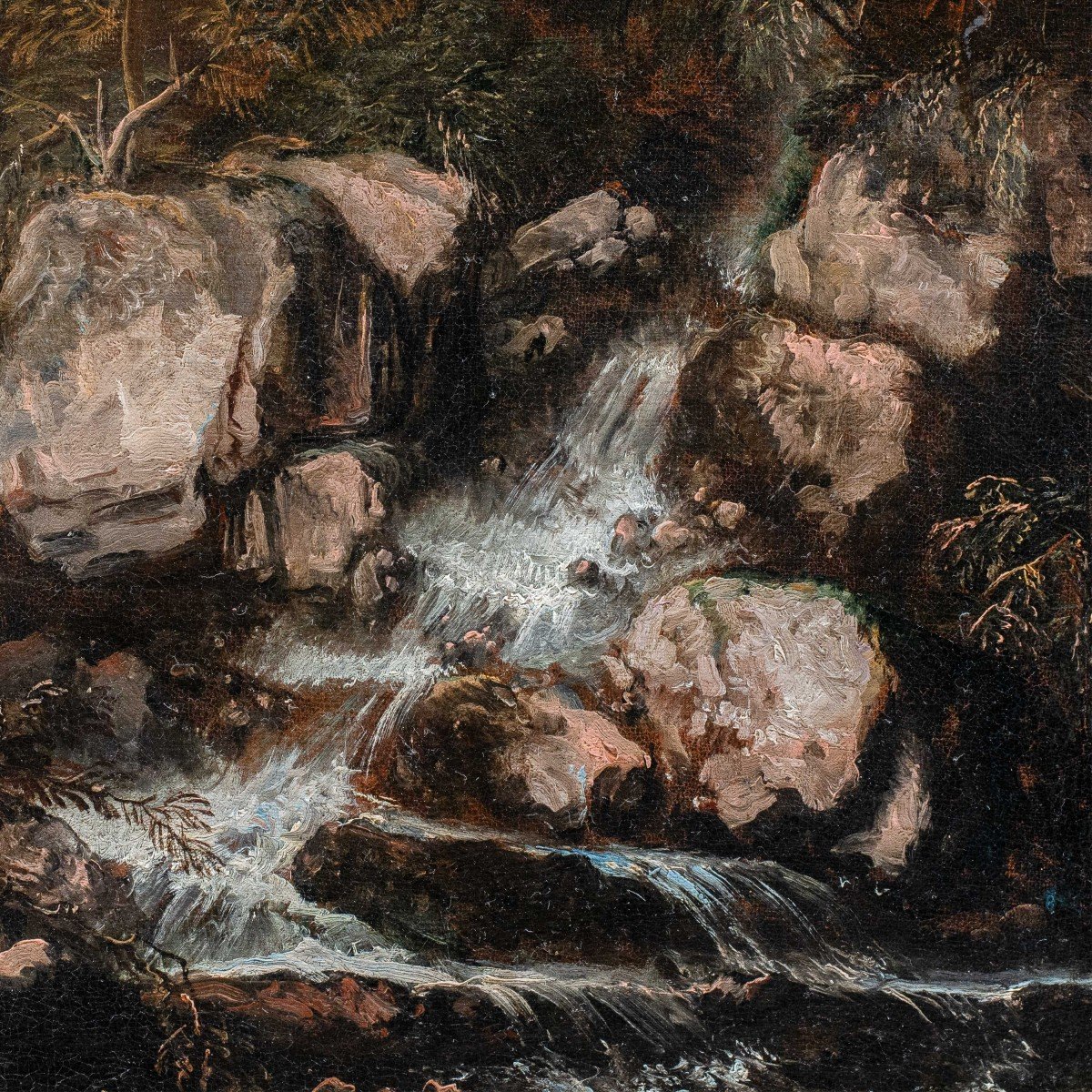 Antonio Maria Marini (Venezia 1668 - Venezia 1725) - Paesaggio roccioso con soldati e cascata.-photo-3