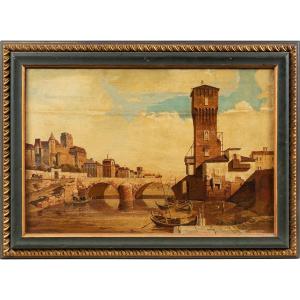 Pittore italiano (XIX secolo) - Veduta di Verona.
