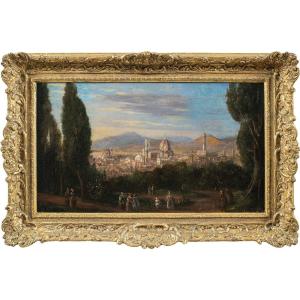 Pittore fiorentino (XVIII-XIX sec.) - Veduta di Firenze da Piazzale Michelangelo.