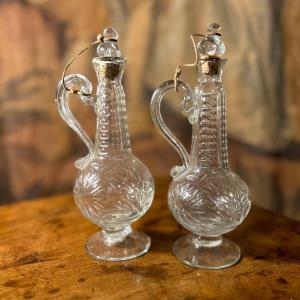 Proantic: Crystal Saint Louis Carafe And Pitcher In Cut Crystal, 20th