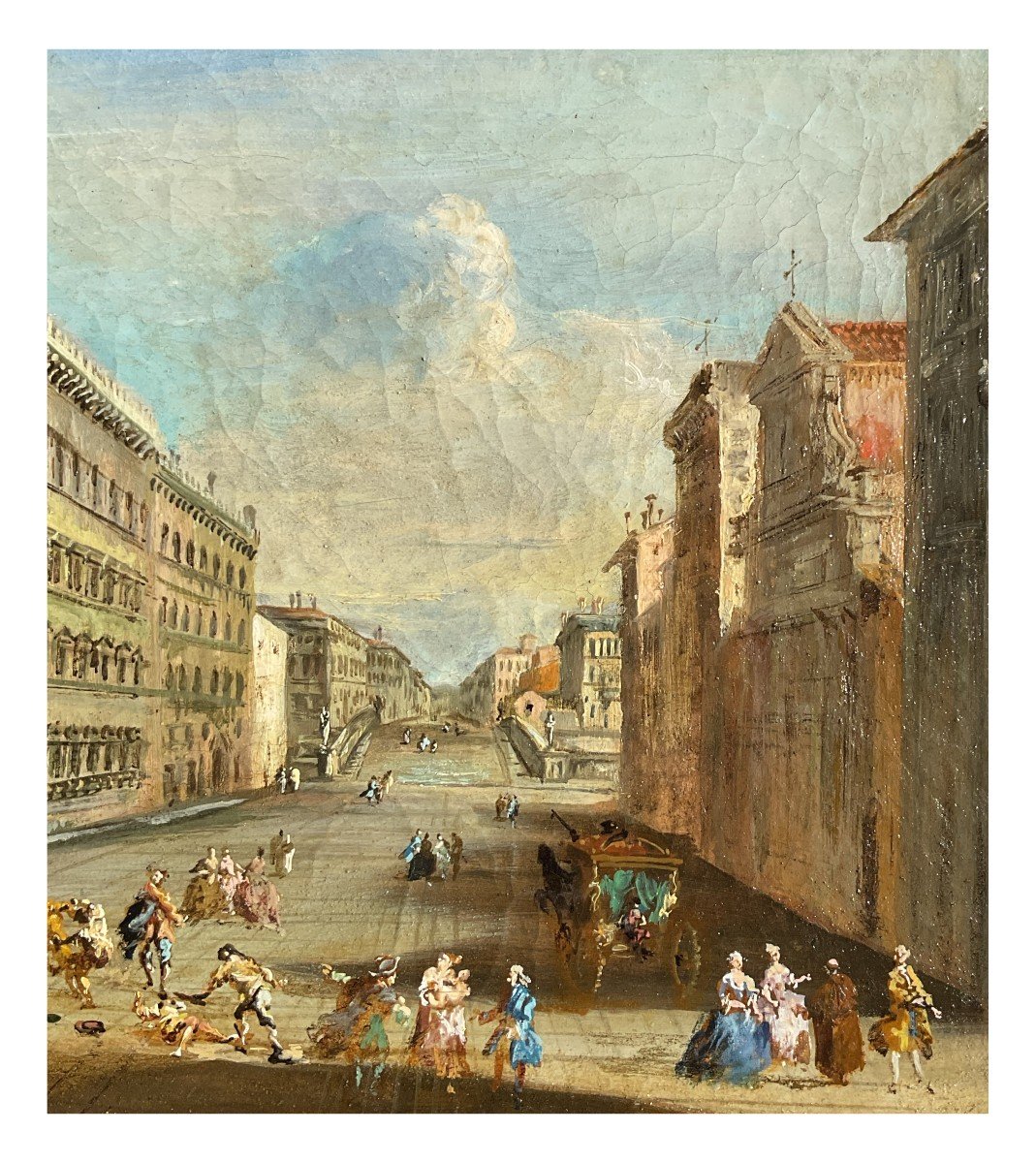 Giuseppe Zocchi (cerchia di), Veduta di Piazza Santa Trinita a Firenze, olio su tela-photo-4