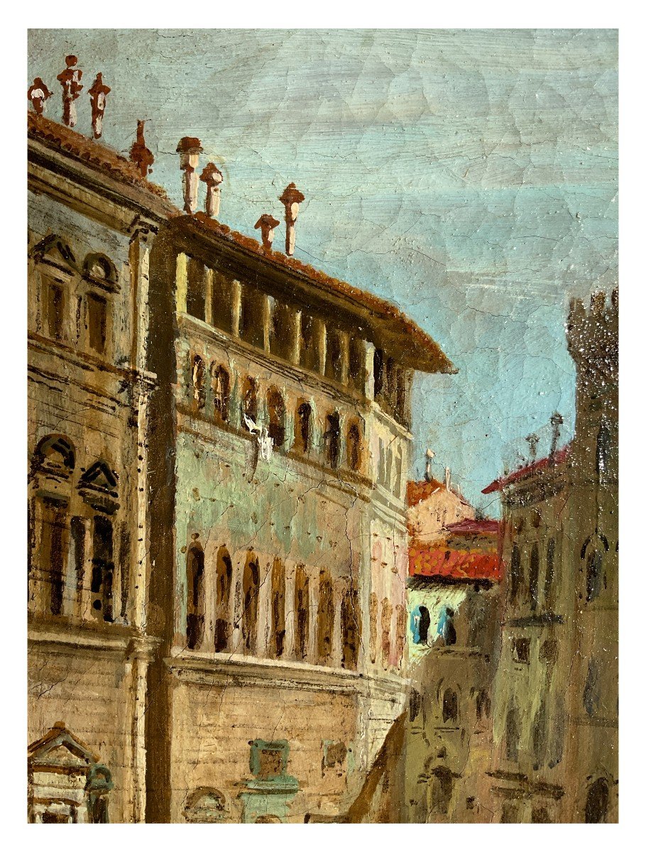 Giuseppe Zocchi (cerchia di), Veduta di Piazza Santa Trinita a Firenze, olio su tela-photo-2