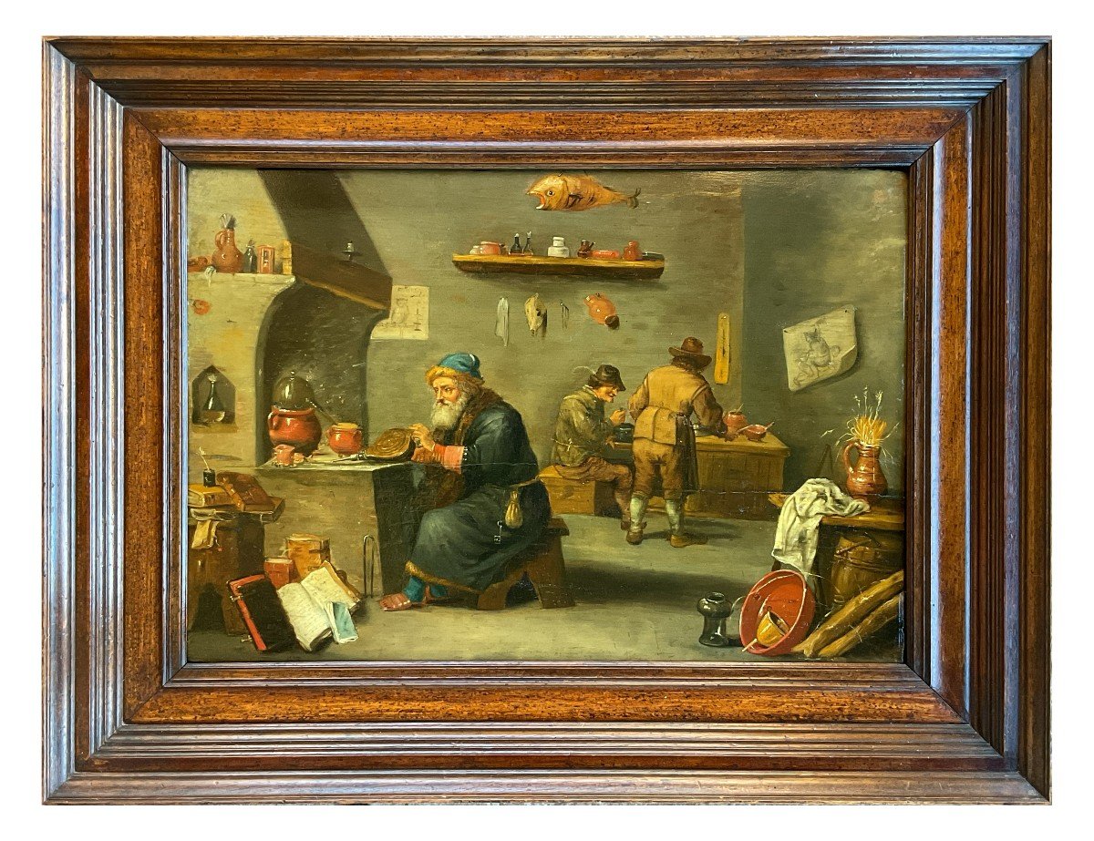 David Teniers il Giovane (att.) -  L’Alchimista - dipinto olio su tavola