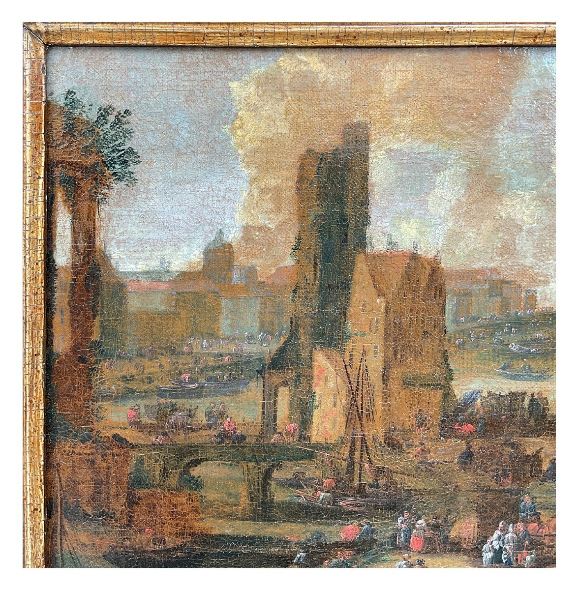 Peter Casteels (att.),  Veduta di Parigi con la torre di Nesle e il Louvre, olio su tela-photo-3